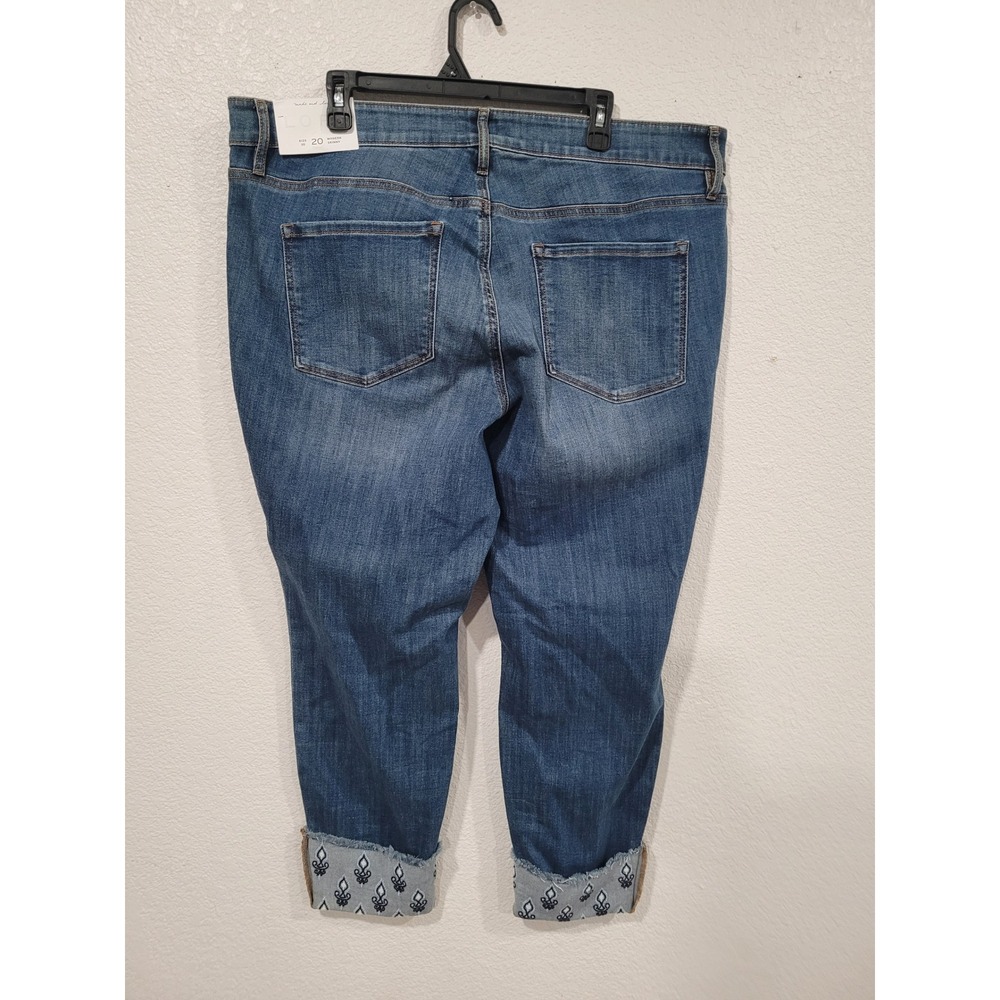 LOFT PLUS Women's Size 20 Blue Modern Skinny Embroidered‎ Cuffed Jeans #12 - Picture 5 of 6